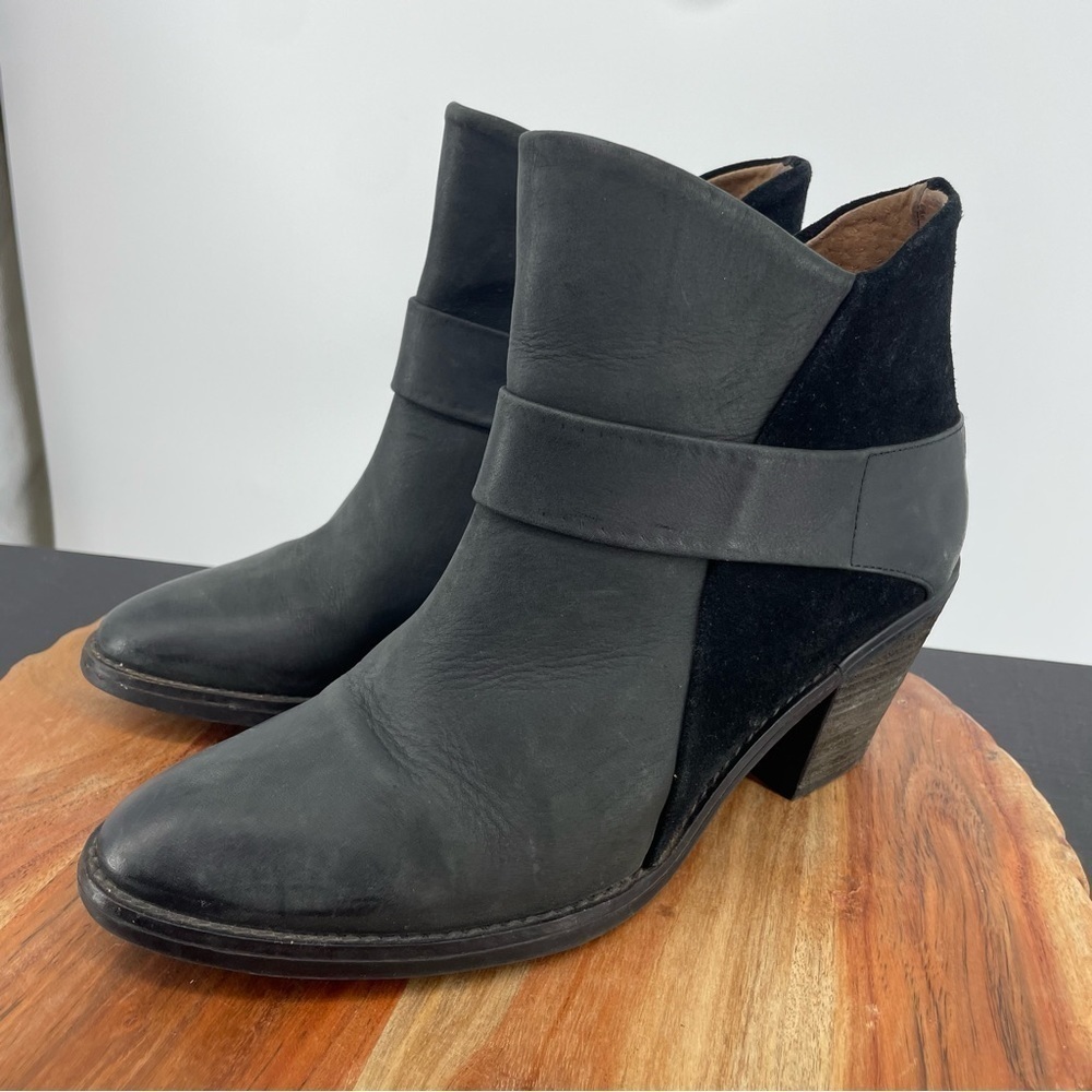 MTNY originals 1967 black leather ankle heel boots‎ made in Spain Sz 39